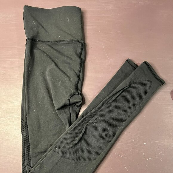 LuluLemon Black Leggings with Cutout Mesh - Picture 1 of 7